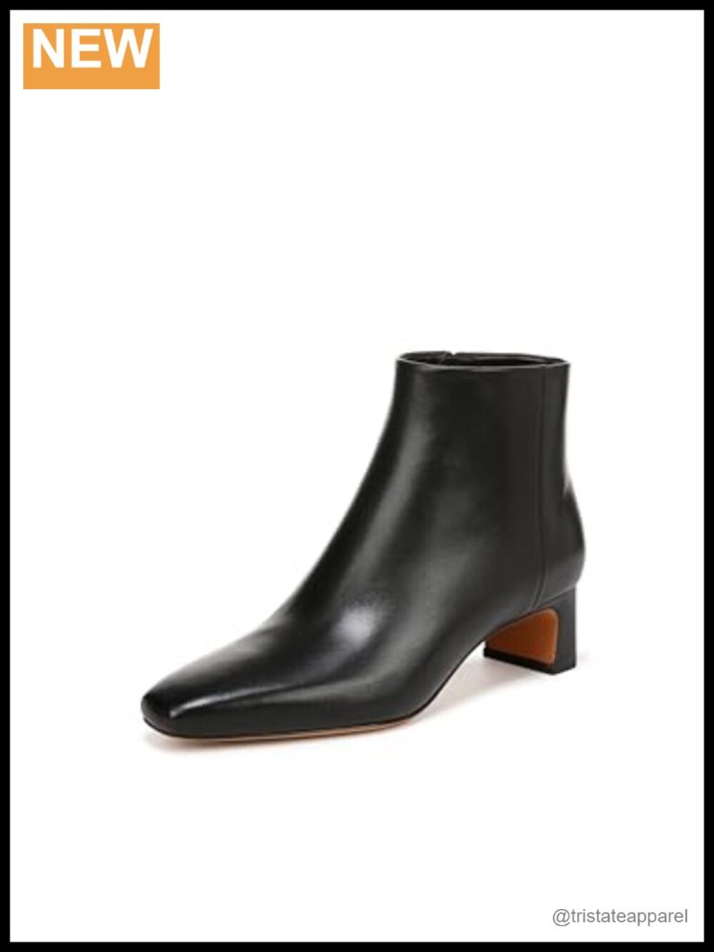 Leather Ankle Booties Block Heel Zip Square Toe Comfortable